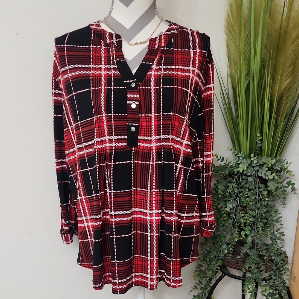 Cocomo Black and Red Checkered Blouse